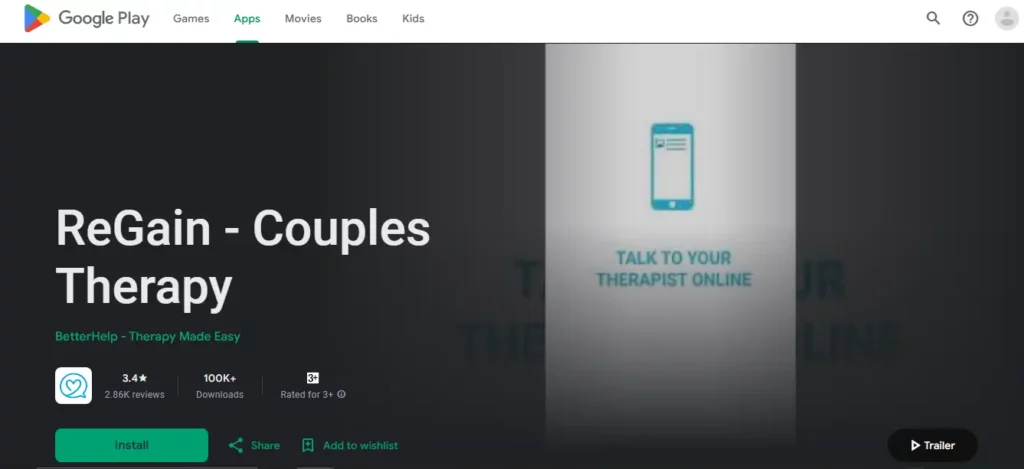 ReGain App For Couples Counseling